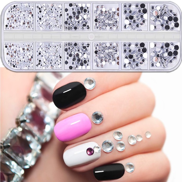 6 Boxes Nail Rhinestones & 40 Pots Nail Foils Flakes Nail Art 💅🏾 - Picture 3 of 7